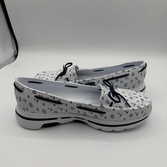 Skechers Cali Gear Ultra Go Walk 5 Boat Shoes Womens Sz 8 White Nautical Anchors - Picture 7 of 10